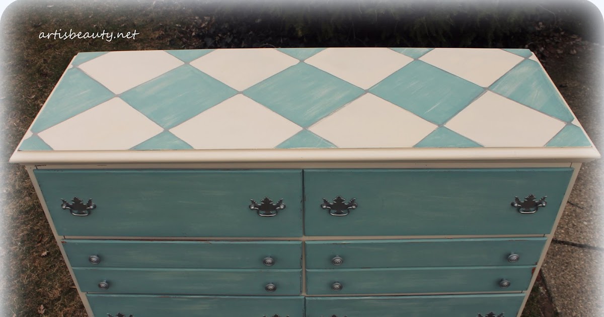 ART IS BEAUTY: Harlequin design dresser with homemade chalk paint and ...