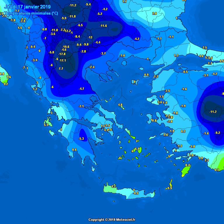 attica weather(η παρατήρηση του καιρού) Θερμοκρασίες σήμερα