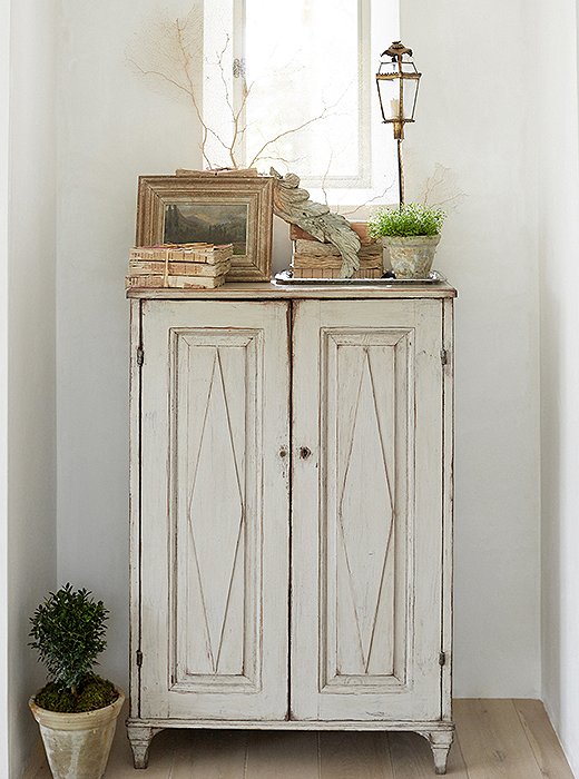 Beautiful modern farmhouse antique Swedish cupboard at Patina Farm...decor inspiration on Hello Lovely Studio