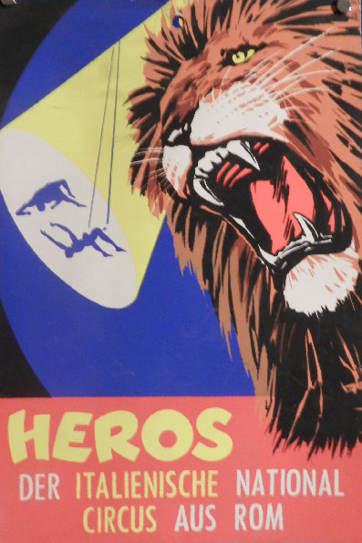 Affiche cartonnée du cirque Heros de la famille Togni