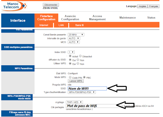 Comment Changer Mot De Passe Wifi Fibre Optique changer le nom de Wifi et le mot de pass routeur ZTE Maroc telecom Le