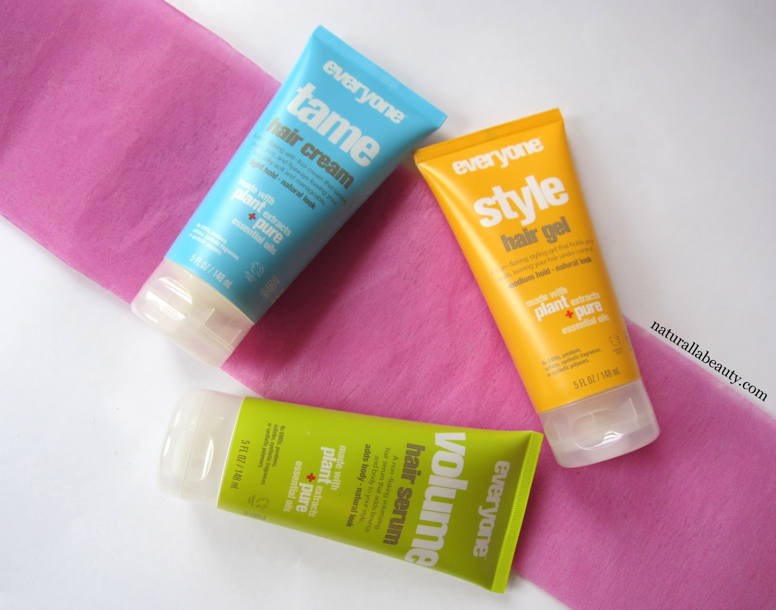 Everyone Hair Styling Products: Style Gel, Tame Cream & Volume Serum -  Naturalla Beauty