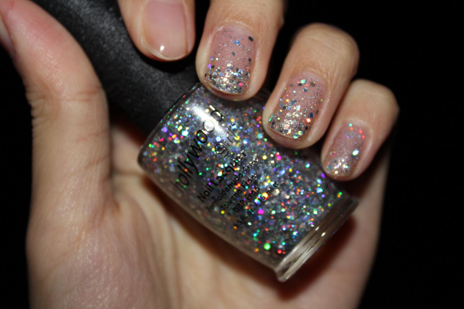 White and Silver Glitter Gradient Nails - wide 5