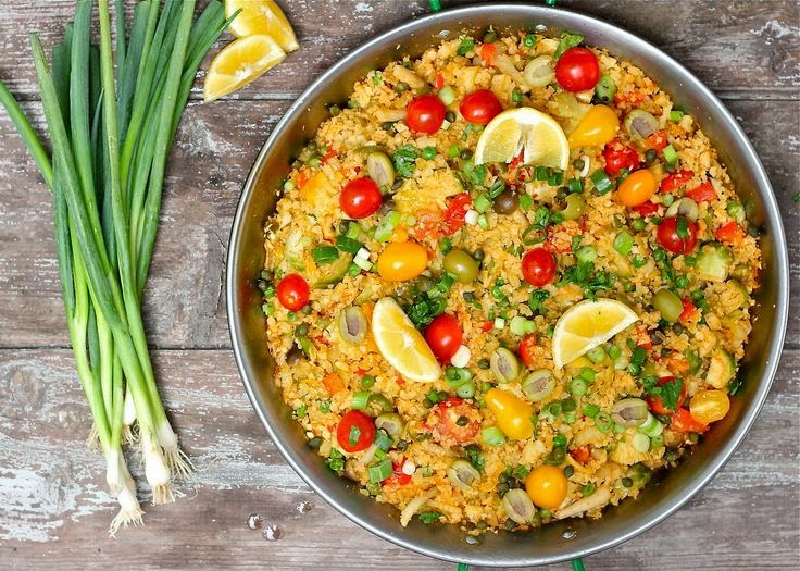 cauliflower rice vegetable paella recipe theoatmealdiaries