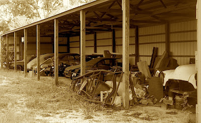Old cars under cover in Blackville, SC