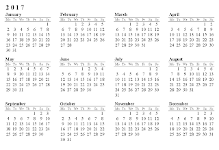 quarterly 2017 calendar