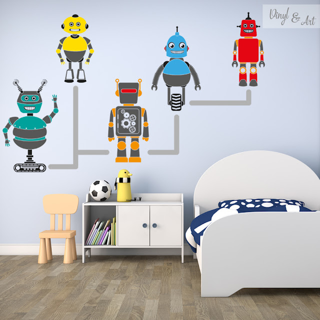 Vinilo-adhesivo-decorativo-infantil-vinylandart-Robots