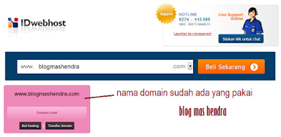 Tampilan Nama Domain yang Sudah Tersedia - Blog Mas Hendra