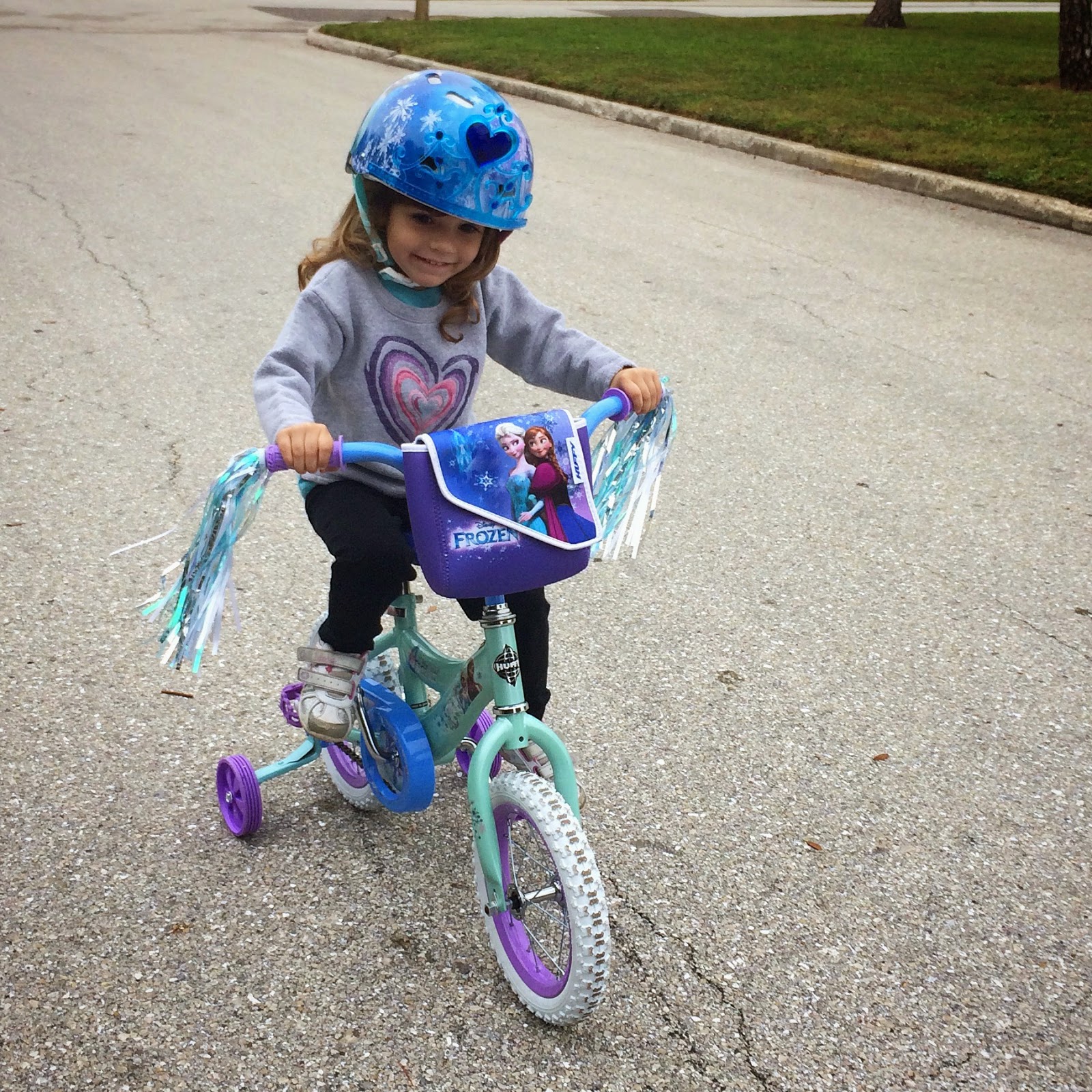 BarknKnit Birthday girl and her new Frozen bike