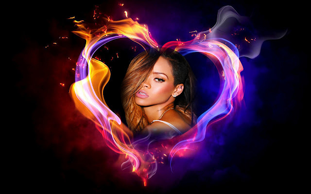 Rihanna achtergrond met vuur hartje