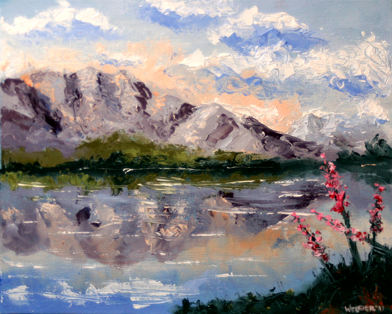 Mark ster Aritst Mark ster Palette Knife Mountain Lake