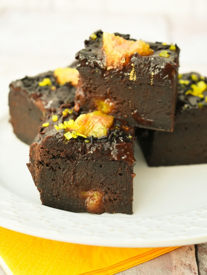 Close up of Fudgy Pineapple Chocolate Brownies