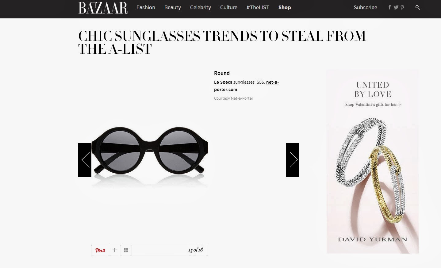 RAW information group: HARPERSBAZAAR.COM / LE SPECS SUNGLASSES