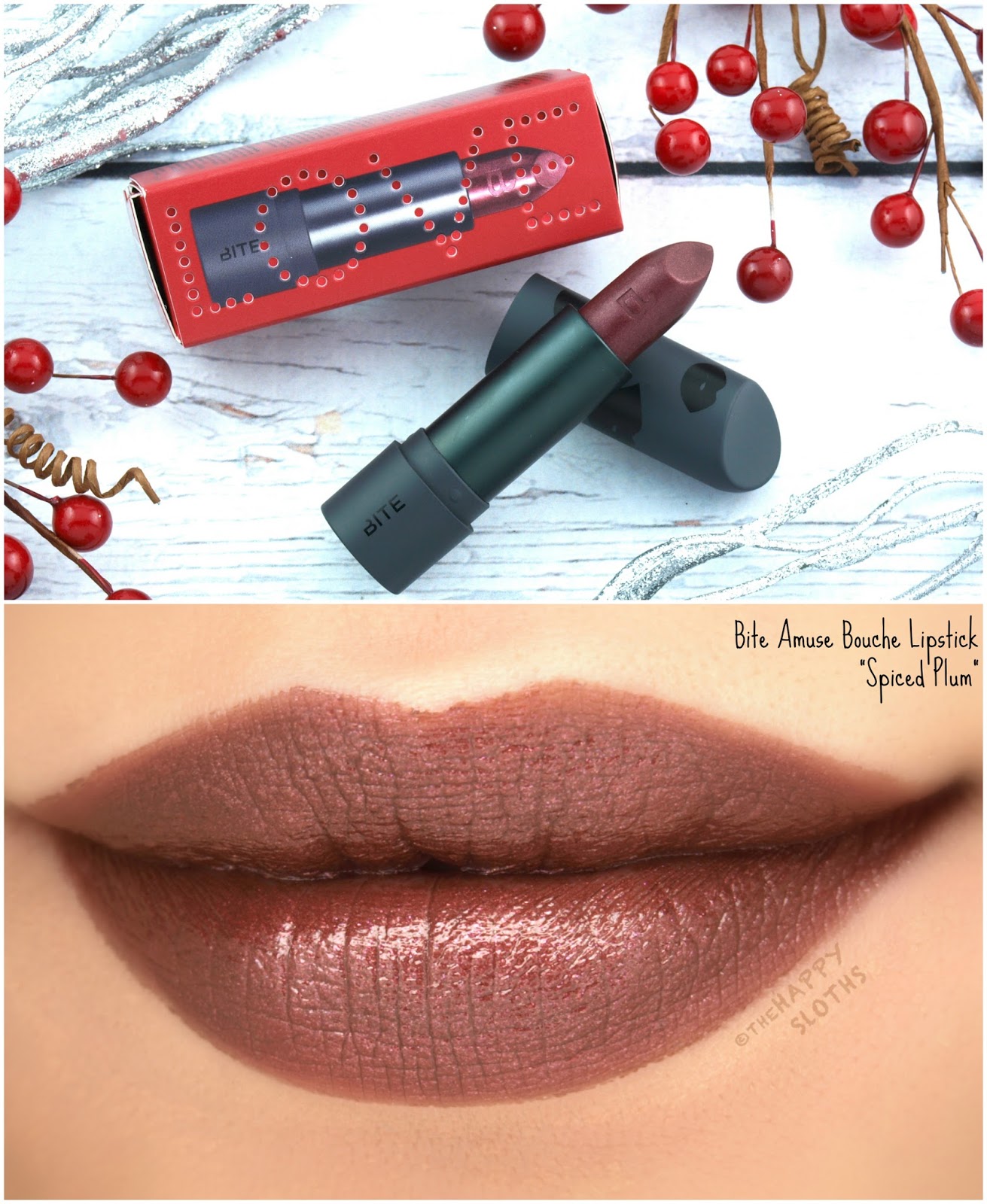 Bite Beauty Holiday 2017 | Amuse Bouche Lipstick in "Spiced Plum": Review and Swatches