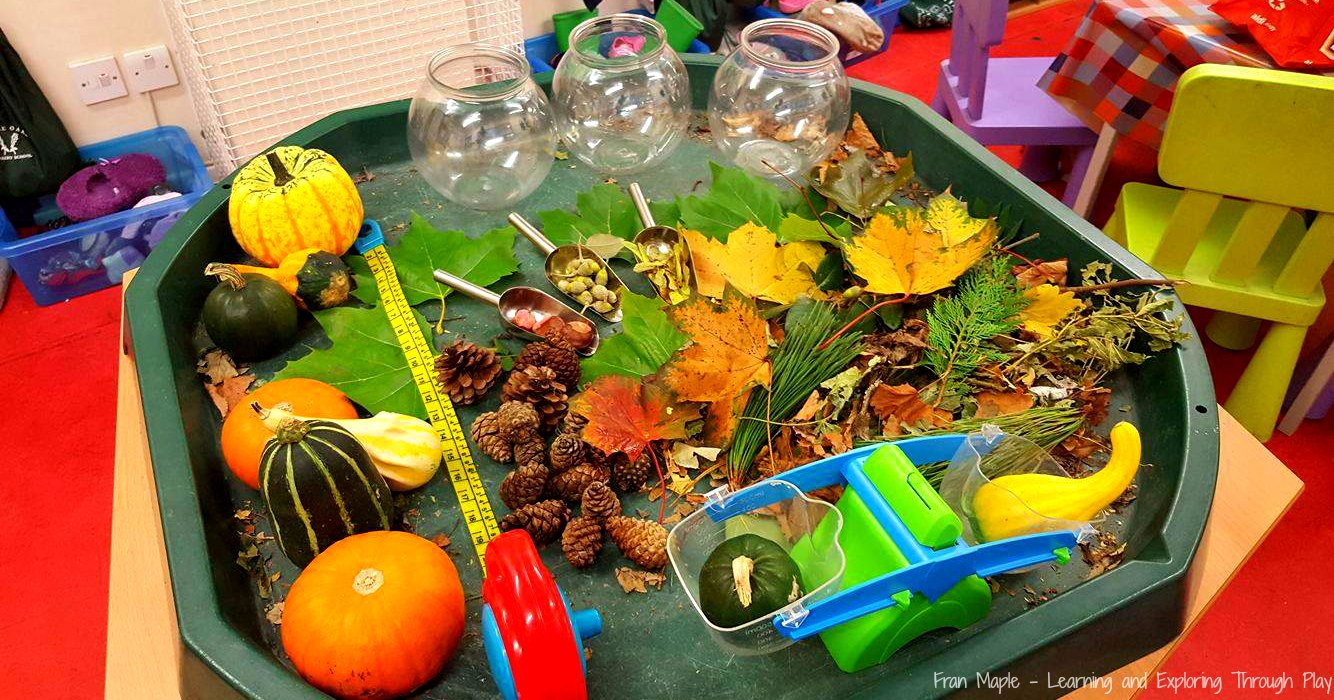 Learning and Exploring Through Play: Autumn Themed Tuff Tray