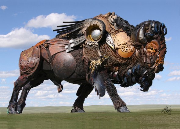 John Lopez arte esculturas metal sucata ferro velho animais rancho americanos