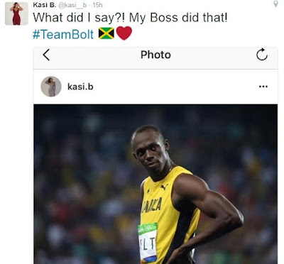 5 Photos of Usain Bolt’s stunning girlfriend as she takes to Twitter to cheer her man on