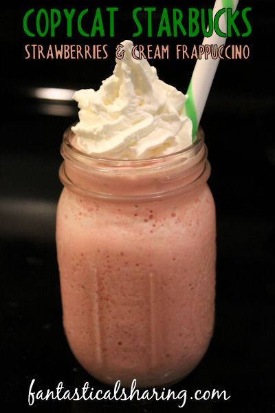 Copycat Starbucks Strawberries & Creme Frappuccino // This copycat is dead on and just as lovely as the real deal. You can't go wrong with strawberries and cream! #Starbucks #copycat #frappuccino #recipe #beverage