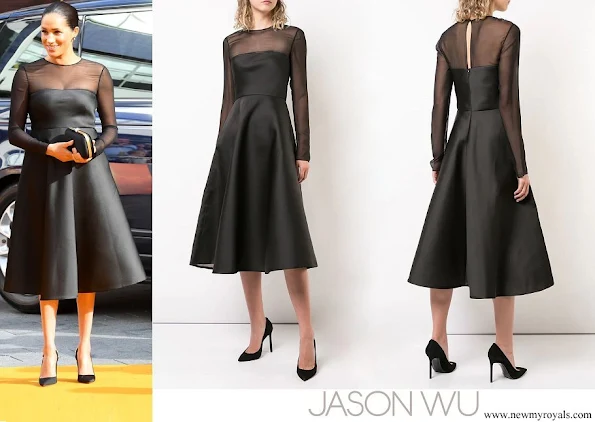 Meghan Markle wore Jason Wu Mesh Panel Flared Dress