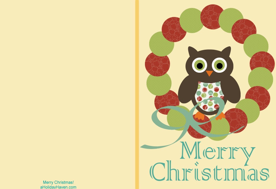 Holiday Haven: Free Printable Christmas Cards - Cute Owl Cards