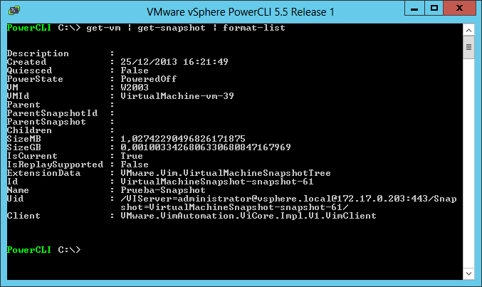 VMWare: Detección de VMs con snapshots con PowerCLI