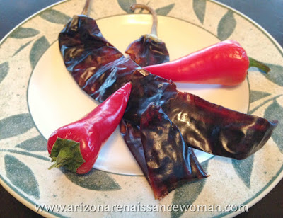 Guajillo and Fresno Chiles for Tamarind-Chile Salsa for Samosa-Style Potato Rolled Tacos