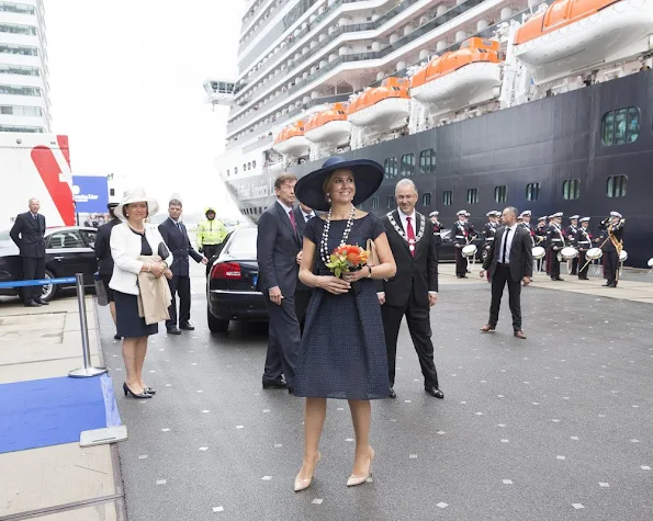 Dutch Queen Maxima baptizes the cruise ship MS Koningsdam at the harbour of Rotterdam.