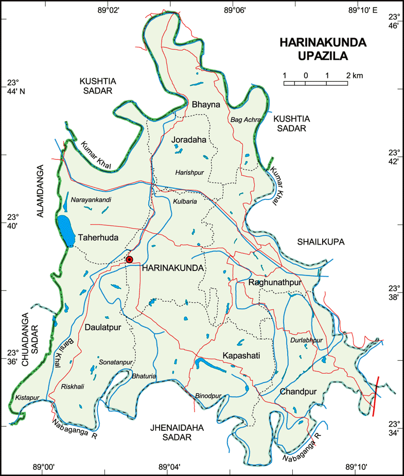 Harinakunda Upazila Map Jhenaidah District Bangladesh