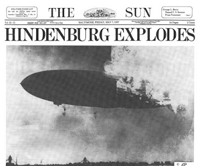 La explosión del Hindenburg, portada del periódico