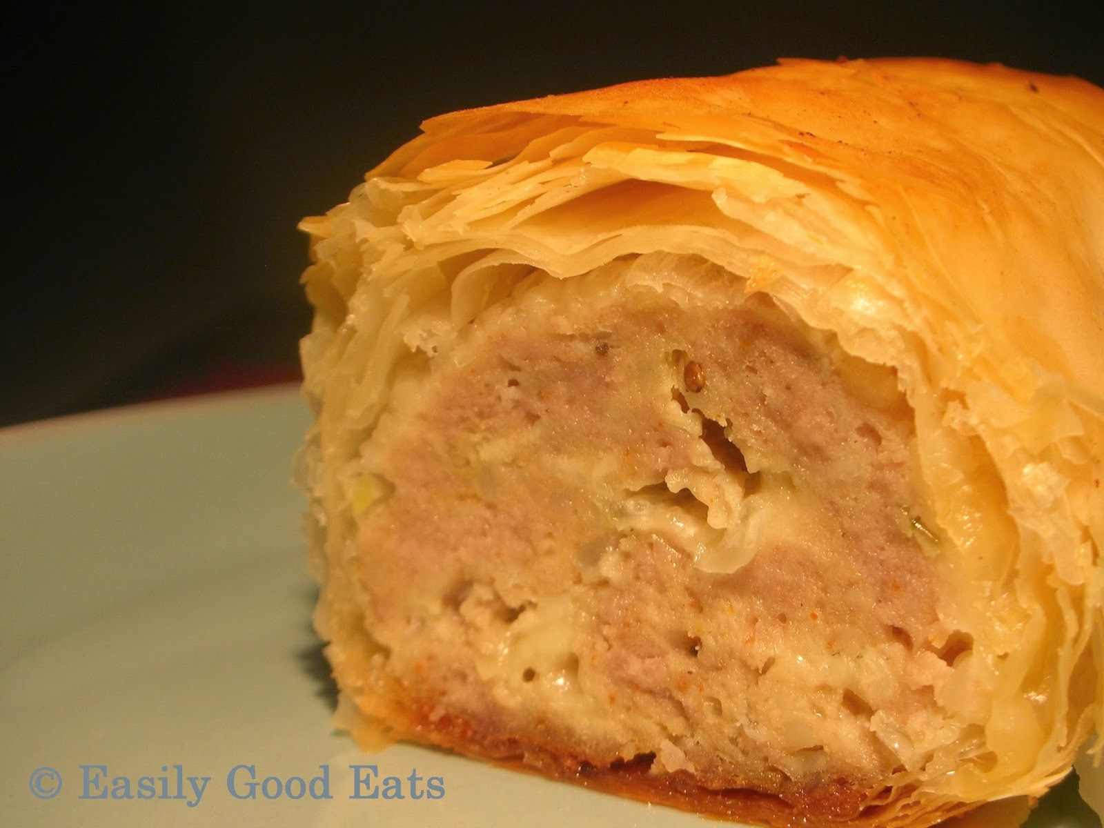 Easily Good Eats Cheesy Filo Sausage Roll Recipe
