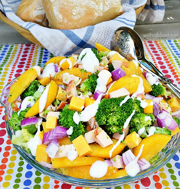 Broccoli and Peach Chicken Salad 