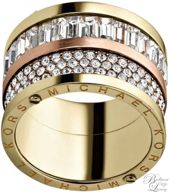 Brilliant Luxury ♦ Michael Kors Pavé-Embellished Two-Tone Barrel Ring Brilliant Luxury ♦ Michael Kors Pavé-Embellished Two-Tone Barrel Ring