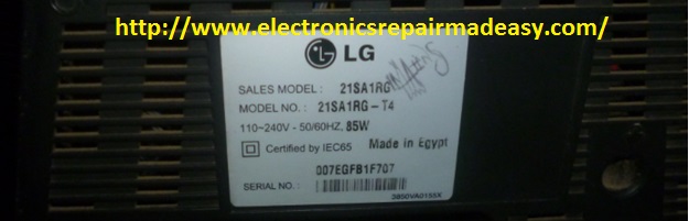 electronics repair made easy: LG 21 INCH CRT TELEVISION (MODEL 21SA1RG