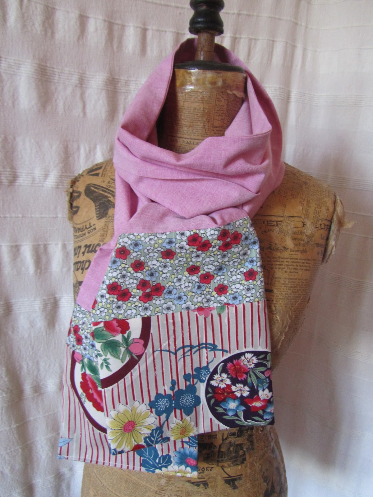 Foulard En Cachemire Pur 100% Recyclé Patchwork Double épaisseur - Neuf Sans étiquette