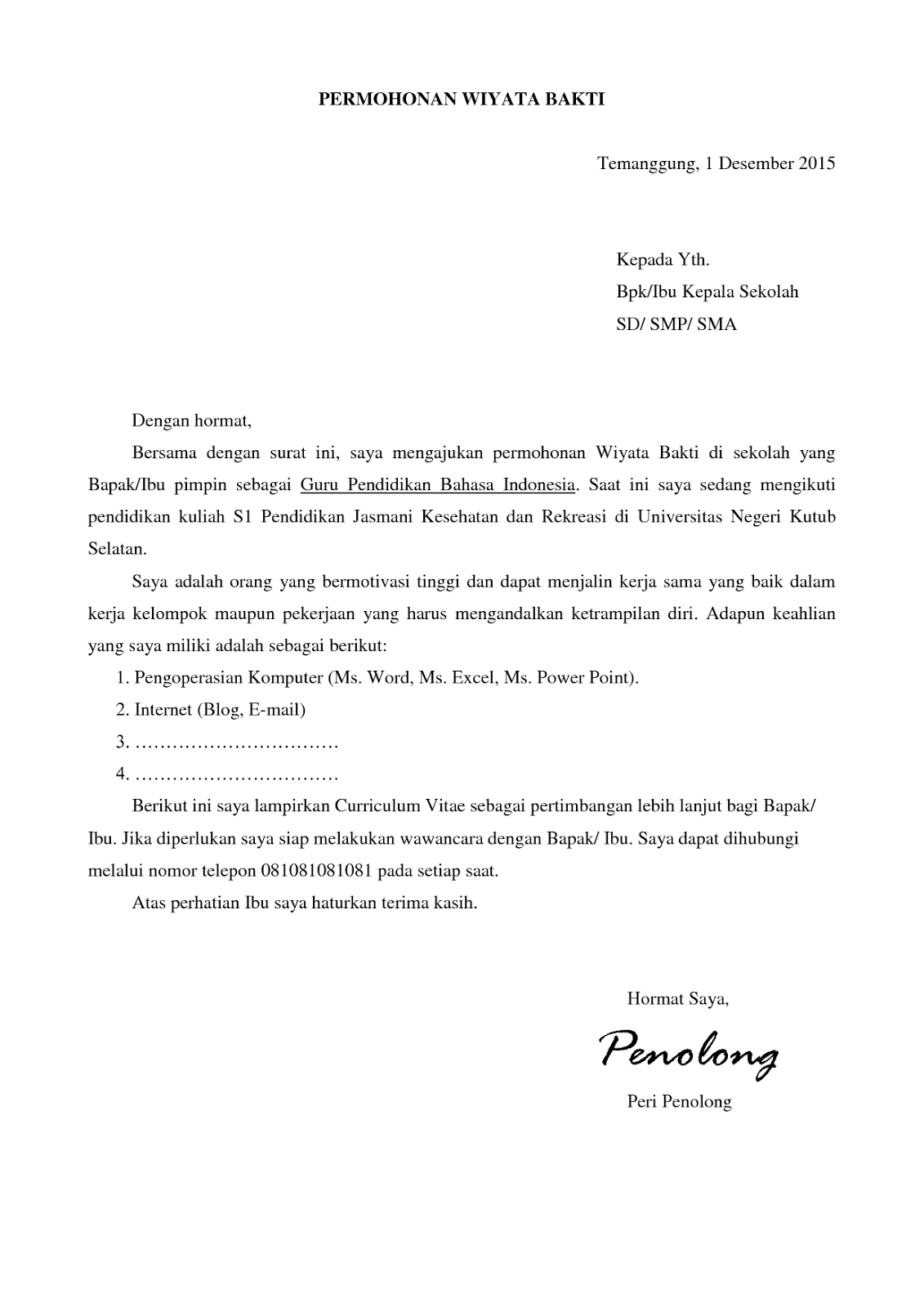 Contoh Surat Lamaran Kerja Jadi Guru ben jobs Contoh Surat Lamaran Kerja Jadi Guru ben jobs