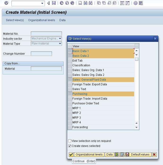 SAPMM Material Master Creation MM01