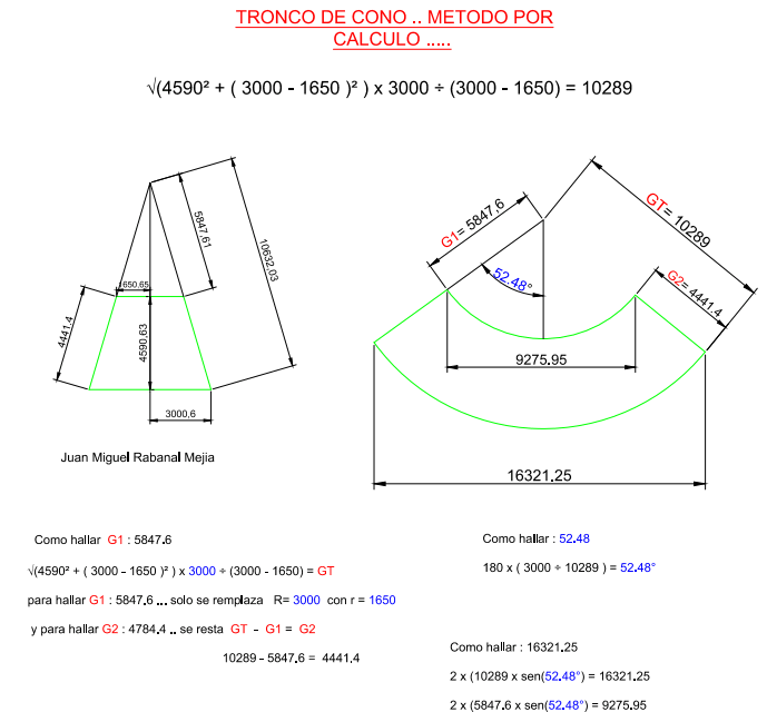 Tronco de cono metodo por calculo CALDERERIA Y SOLDARURA Tronco de cono metodo por calculo CALDERERIA Y SOLDARURA