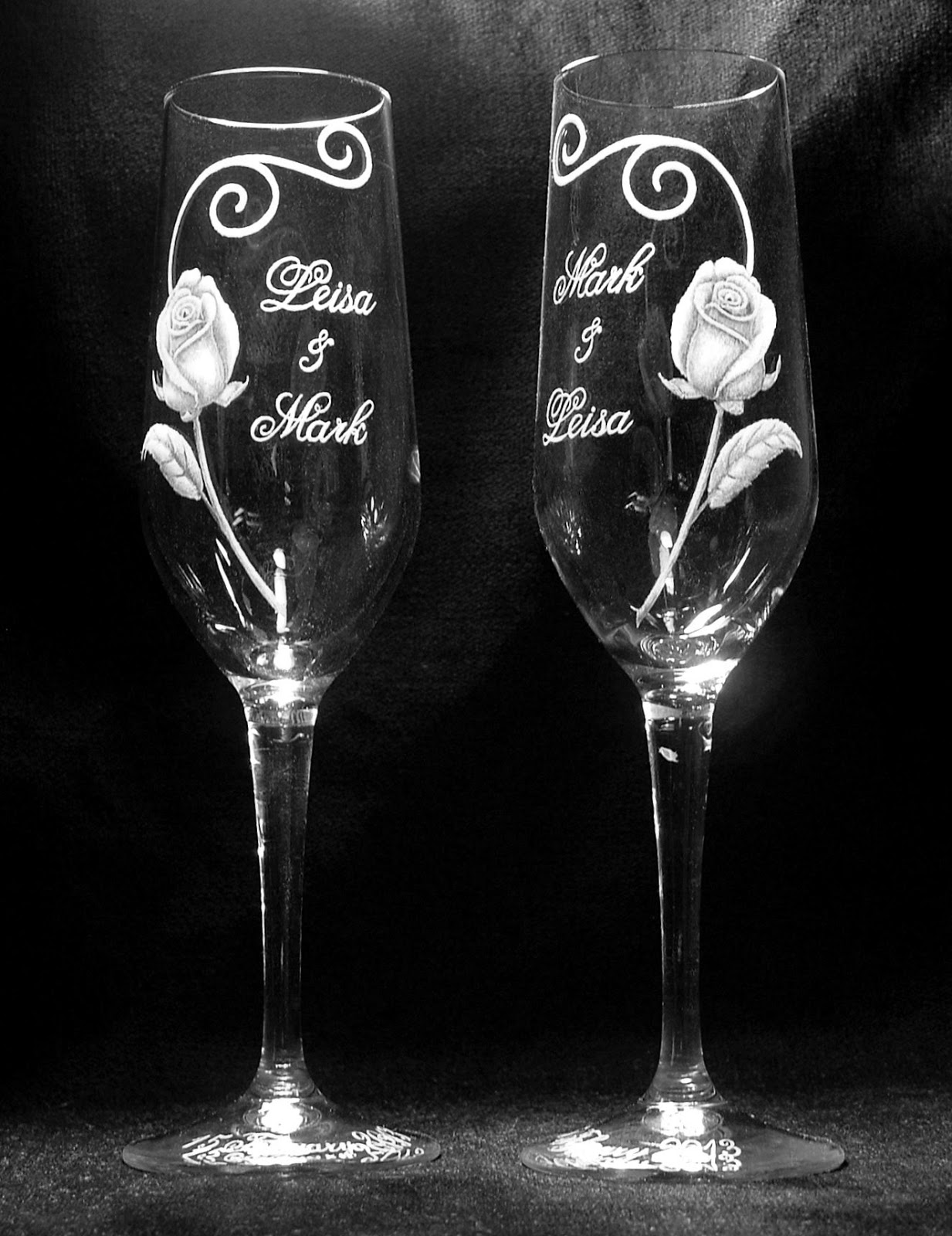 JeansArt Glass Engraving Lead Free Crystal Champagne Wedding Glasses