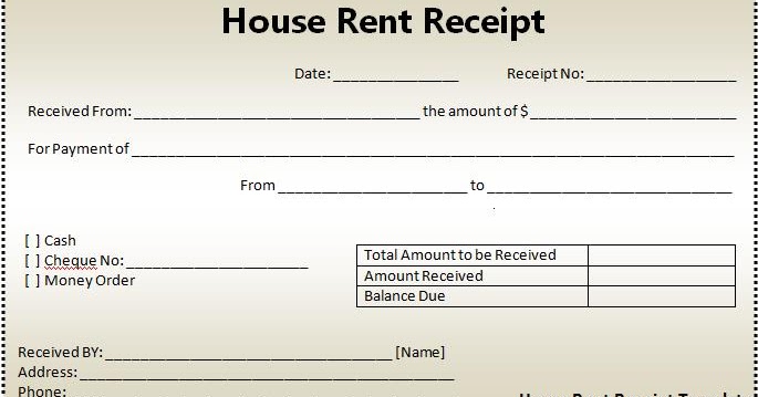 house rent slip