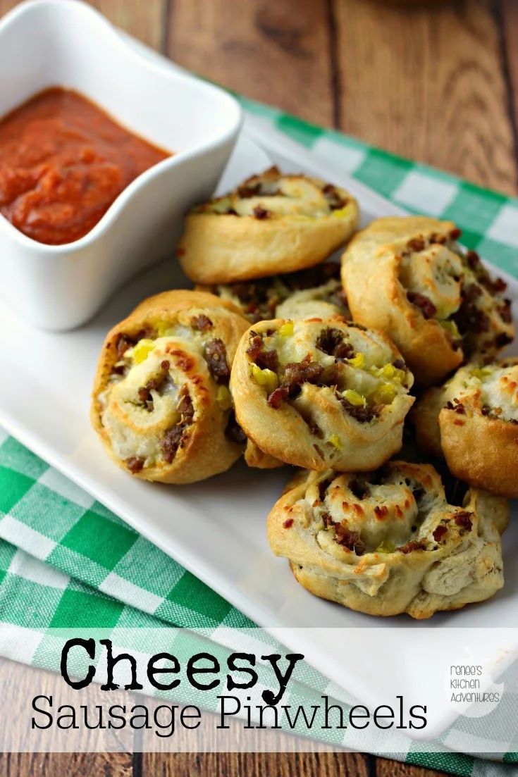 Cheesy Sausage Pinwheels|Renee's Kitchen Adventures: Little bites of sausage, cheese and peppers!