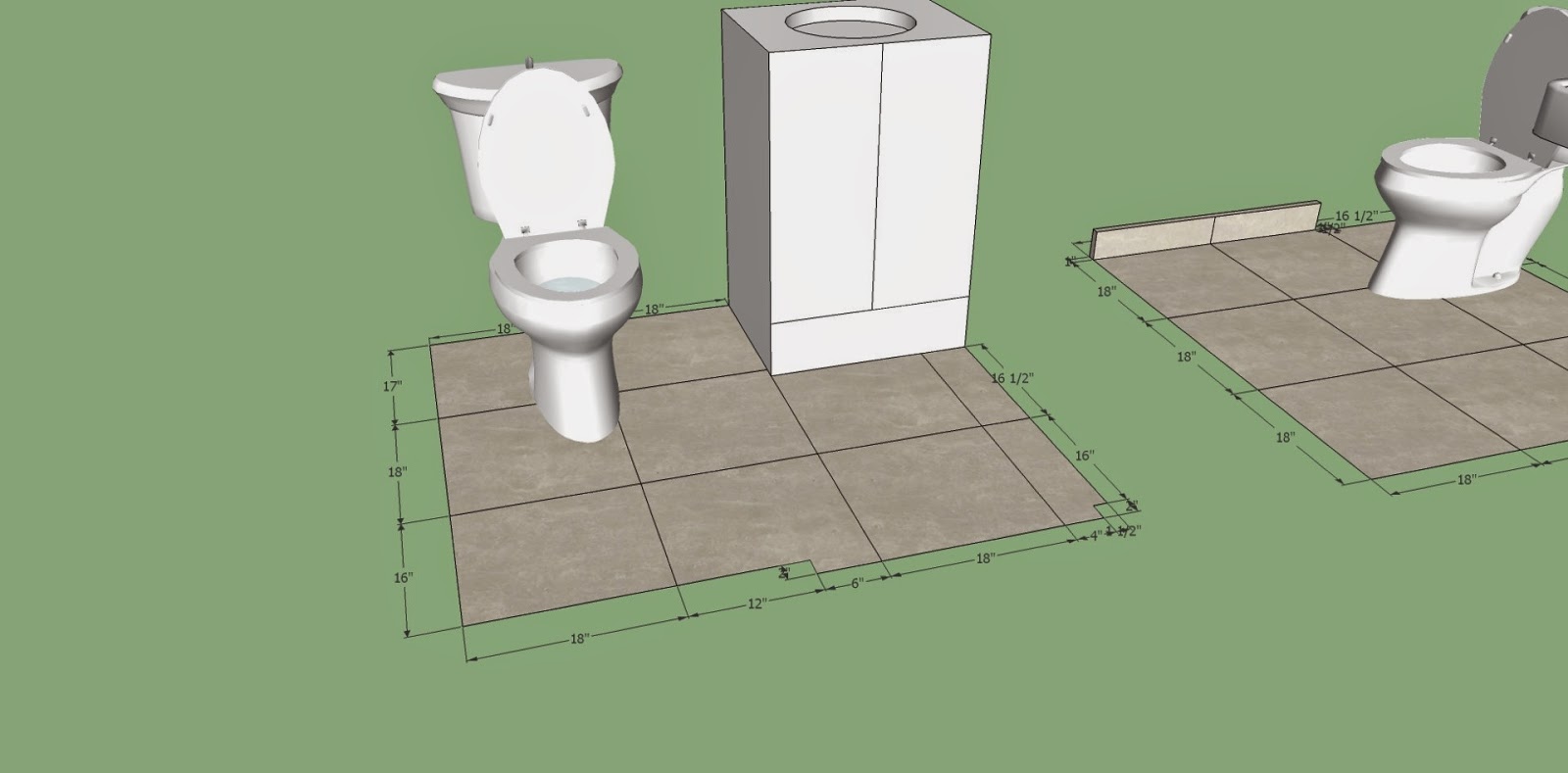 bathroom tile, google sketchup, drawing, measure