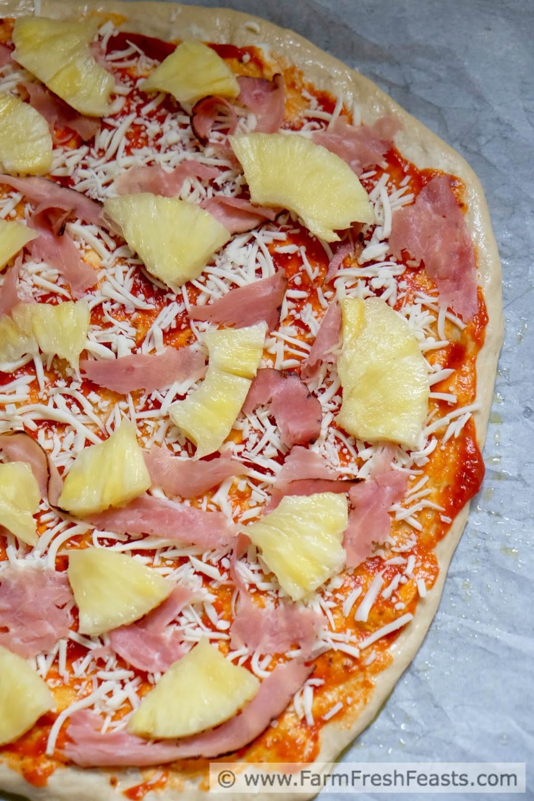 Farm Fresh Feasts Fresh Pineapple and Shaved Ham Pizza with Mascarpone