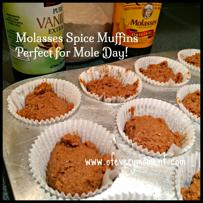 MOlasses muffins for Mole Day, October 23rd.