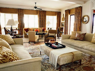beautiful sofa set and curtains in drawing room