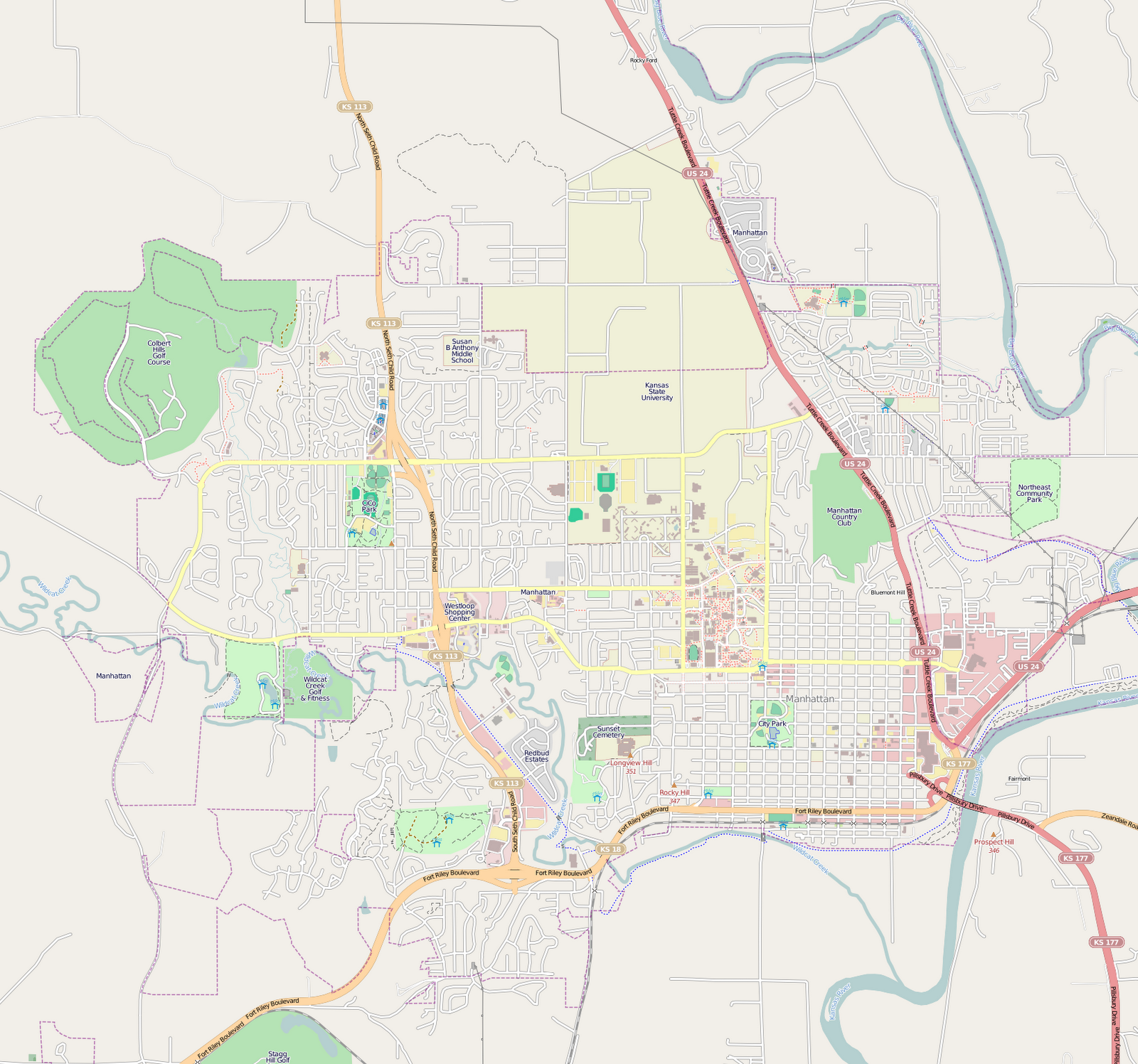 Map Of Manhattan Ks And Surrounding Areas United States Map