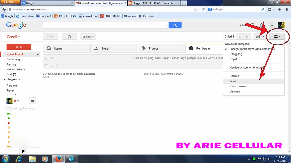 Cara merubah tampilan Gmail - ARIE CELLULAR