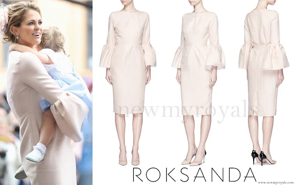 Princess Madeleine wore Roksanda 'Margot' flannel crepe bell sleeve dress