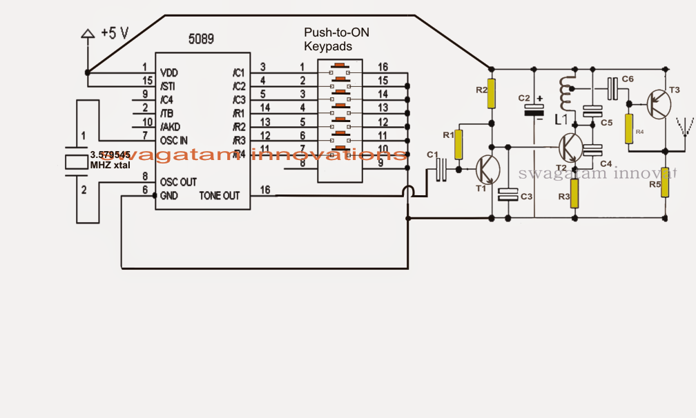 DTMF based FM Remote Control Circuit | Circuit Diagram Centre