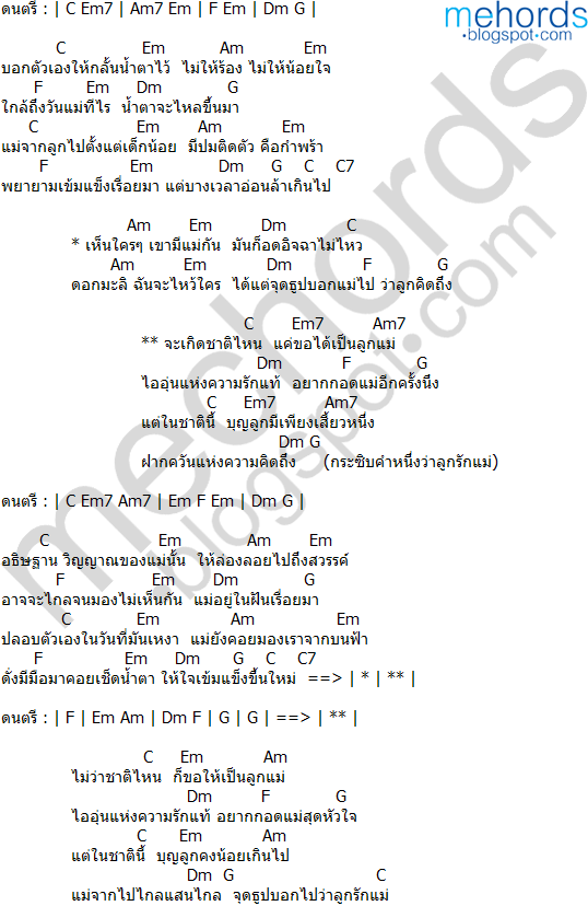 คอร์ดเพลง-จุดธูปบอกแม่-วงเฟลม