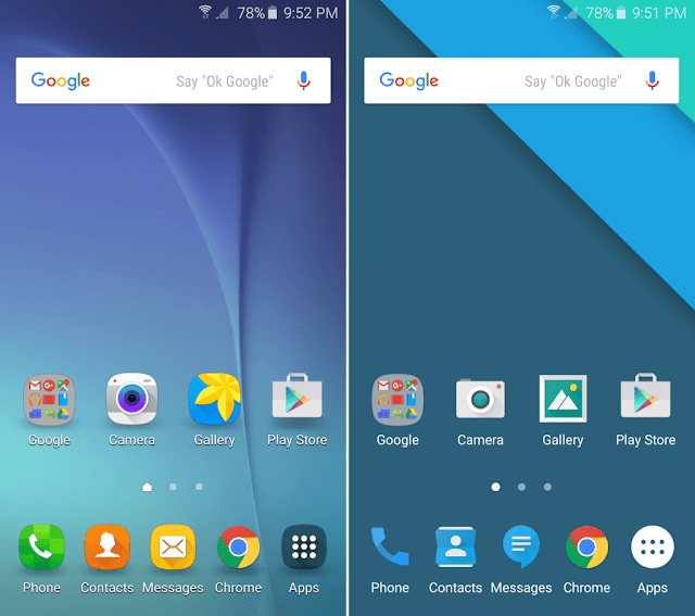 Samsung Stock Theme vs. Material Design